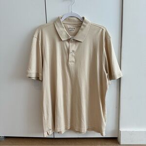 UNTUCKit Long Sleeve Shirt Mens Collared V Neck Beige